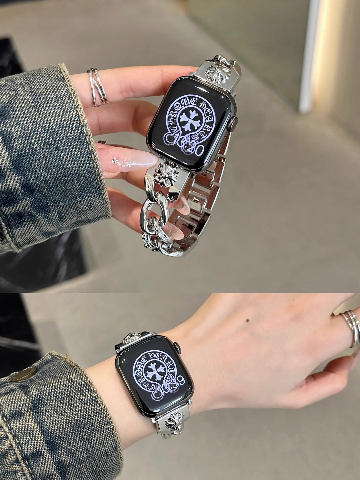 Chrome Hearts Apple watch strap|克罗十字架金属链条表带