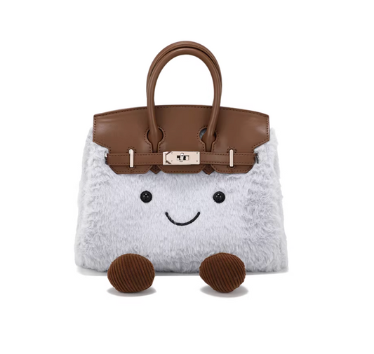 Plush Smiley Face Handbag|毛绒笑脸手提包