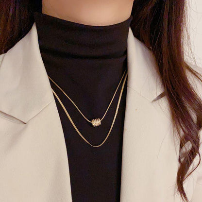 Cylinder Pendant Gold Necklace｜小蛮腰微镶吊坠项链
