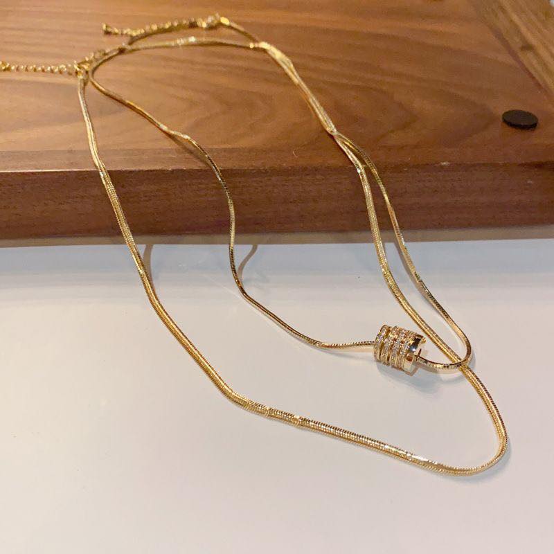 Cylinder Pendant Gold Necklace｜小蛮腰微镶吊坠项链