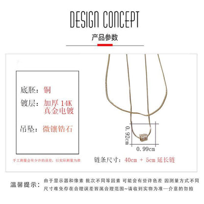Cylinder Pendant Gold Necklace｜小蛮腰微镶吊坠项链