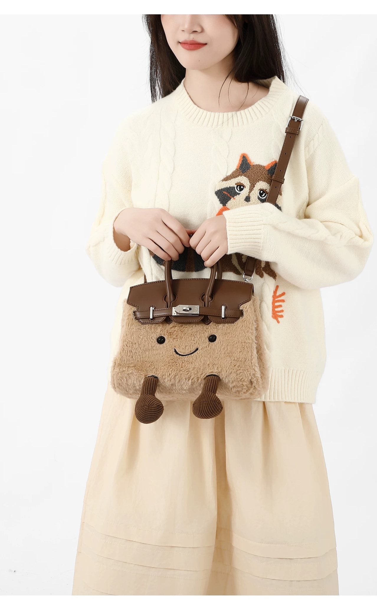 Plush Smiley Face Handbag｜毛绒笑脸手提包