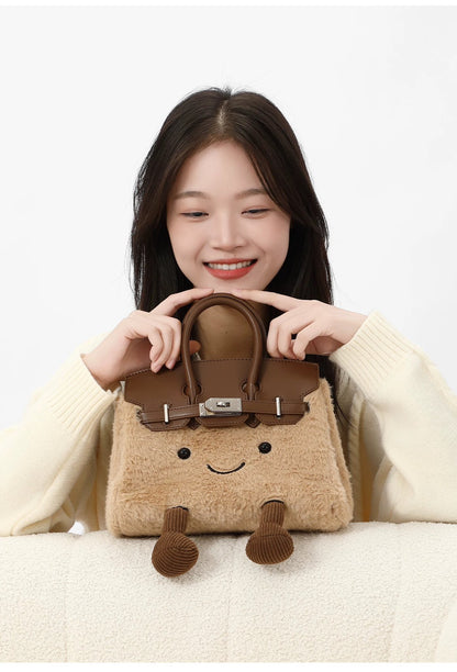 Plush Smiley Face Handbag｜毛绒笑脸手提包