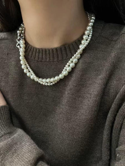 Double-layered Swarovski pearl necklace | 双层施华洛珍珠项链